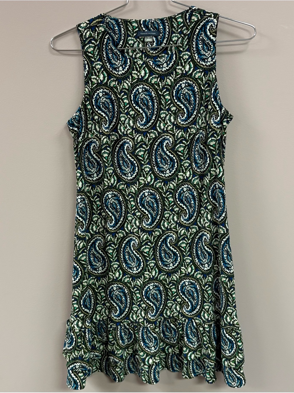 Tommy Hilfiger Paisley Sleeveless Mini Dress in Blue and Green